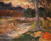 Paul Gauguin Tahitians on the Riverbank oil on canvas